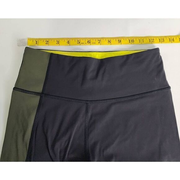 Athleta Asym Colorblock Tight Leggings Women's Size Small Black Yellow High Rise - Picture 9 of 11